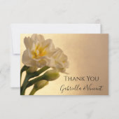 ホワイトダッフォジル春の結婚式フラットサンキューノート ノートカード (正面)