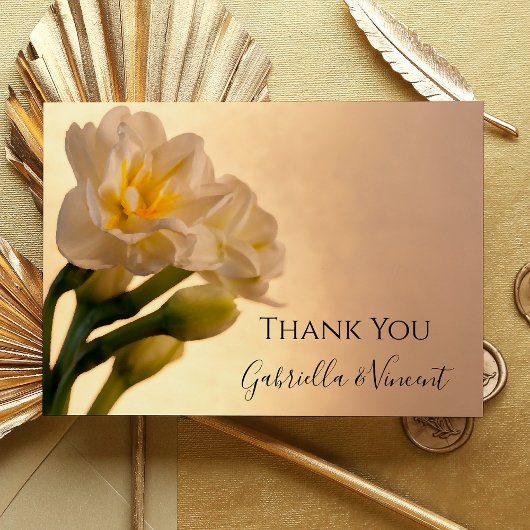 ホワイトダッフォジル春の結婚式フラットサンキューノート ノートカード