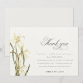 ホワイトダッフォディルフローラ水彩ブライダルシャワー サンキューカード (正面/裏面)