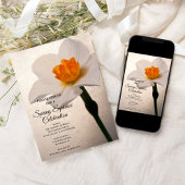 ホワイトダッフォディル春分の日お祝い 招待状