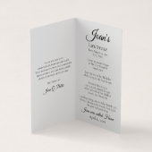 ホワイトダフォディル春葬儀記念祈りの言葉 名刺 (内部)