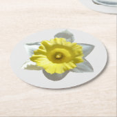 ホワイトダフォディル紙コースター ラウンドペーパーコースター (アングル)