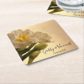 ホワイトダブルダッフォジルス春の結婚式 スクエアペーパーコースター (アングル)