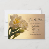 ホワイトダブルダッフォディルウェディング日付を保存 セーブザデート (正面)