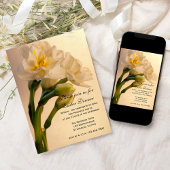 ホワイトダブルダッフォディルフローライースターディナー 招待状