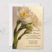 ホワイトダブルダッフォディルフローライースターディナー 招待状 (正面)