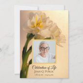 ホワイトダブルダッフォディル花お祝いの生活 招待状 (正面)