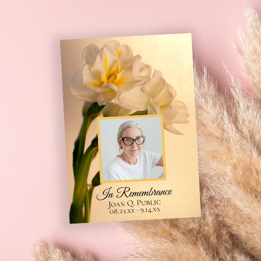 ホワイトダブルダッフォディル花死記念日 招待状