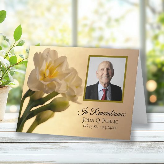 ホワイトダブルダッフォディル葬儀悔やみや弔慰ありがとう サンキューカード