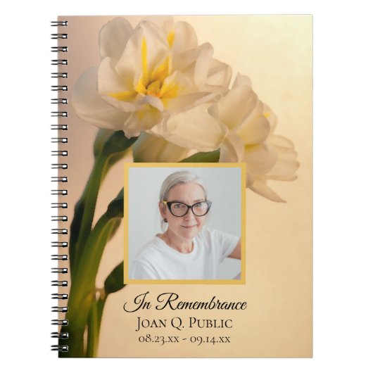 ホワイトダブルダッフォディル葬儀記念ゲストブック ノートブック (正面)