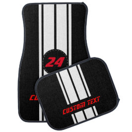 ホワイトダブルレースのストライプ |カスタマイズ カーマット