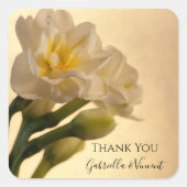 ホワイトダブル結婚ダッフォジルズありがとうメッセージカード スクエアシール (正面)