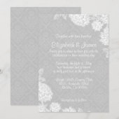 ホワイトダマエレガントスクウェディング招待状 招待状 (正面/裏面)