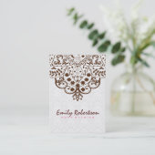 ホワイトダマエレガントスブラウンヴィンテージレース 名刺 (スタンド正面)