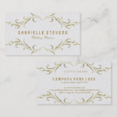 ホワイトダマスクとグリッターフローラ枠 名刺 (正面/裏面)