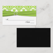 ホワイトダマスクとグリーンダマスクのプレイスカード プレイスカード (正面/裏面)