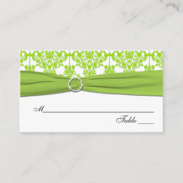 ホワイトダマスクとグリーンダマスクのプレイスカード プレイスカード