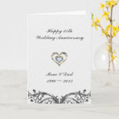 ホワイトダマスクとグレーのうずまき カード (黄色い花)