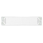 ホワイトダマスクとバラ – 日付を保存 ショートテーブルランナー (横)