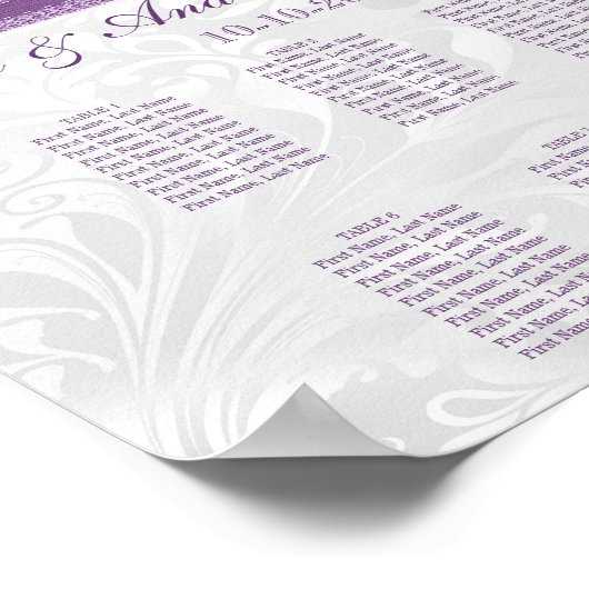 ホワイトダマスクとパープルフェイクボウの座席表 ポスター (角)