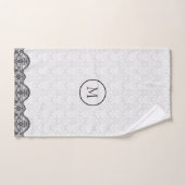 ホワイトダマスクとブラックレース バスタオルセット (ハンドタオル)