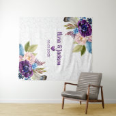 ホワイトダマスクと水彩花 タペストリー (インサイチュ(横))