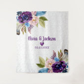 ホワイトダマスクと水彩花 タペストリー (正面)