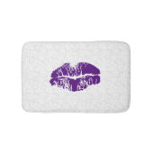 ホワイトダマスクと紫の唇 バスマット (正面)