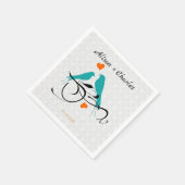 ホワイトダマスクと鳥 スタンダードカクテルナプキン (角)