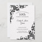 ホワイトダマスクと黒い渦巻き 招待状 (正面)