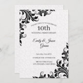 ホワイトダマスクと黒い渦巻き 招待状 (正面/裏面)