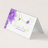 ホワイトダマスクの紫色の花 名刺 (正面)