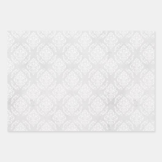 ホワイトダマスクウェディングクラシックメントエレガンス3ギフト ラッピングペーパーシート (正面2)