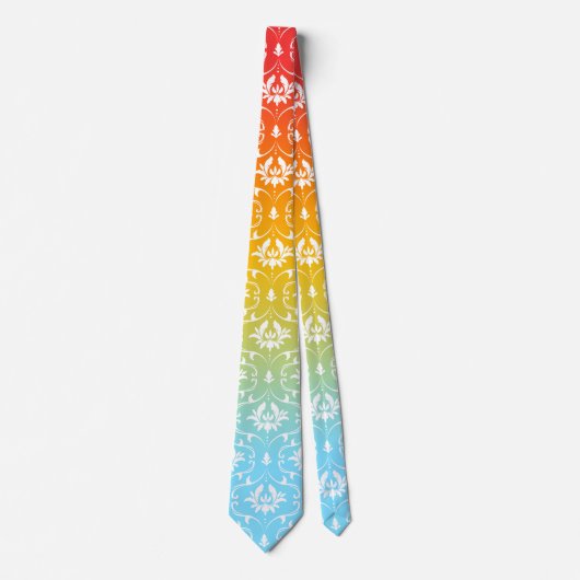 ホワイトダマスクカラフルグラデーション ネクタイ (正面)