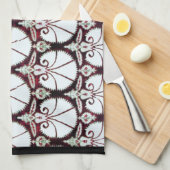 ホワイトダマスクカーネーション キッチンタオル (四つ折り)