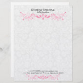 ホワイトダマスク付きピンクレース レターヘッド (正面/裏面)