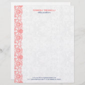ホワイトダマスク付きピンクレース レターヘッド (正面/裏面)