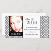 ホワイトダマスク卒業発表フォトカード 案内状 (正面/裏面)