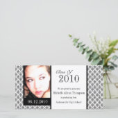 ホワイトダマスク卒業発表フォトカード 案内状 (スタンド正面)