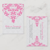 ホワイトダマスク及びピンクフローラレース 名刺 (正面/裏面)