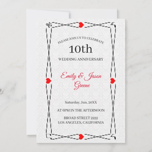 ホワイトダマスク及びミュージカル枠 招待状 (正面)