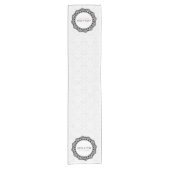 ホワイトダマスク白い円 ショートテーブルランナー (正面)