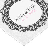 ホワイトダマスク白い円 ショートテーブルランナー (コーナー)