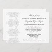 ホワイトダマスク白の卒業発表 招待状 (正面/裏面)