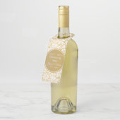 ホワイトダマスク金ゴールド円 ボトルネックタグ (アングル)