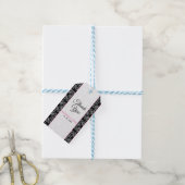 ホワイトダマスク黒縁ど ギフトタグ (より糸付き)