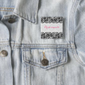 ホワイトダマスク&ブラックレースブリデスメイドボタン 缶バッジ (インサイチュ)