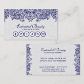 ホワイトダマスク&ブルーフローラレースロイヤリティカード ロイヤリティカード (正面/裏面)