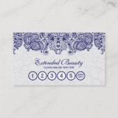 ホワイトダマスク&ブルーフローラレースロイヤリティカード ロイヤリティカード (正面)