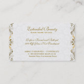 ホワイトダマスク&金ゴールドフローラレースロイヤリティカード ロイヤリティカード (裏面)